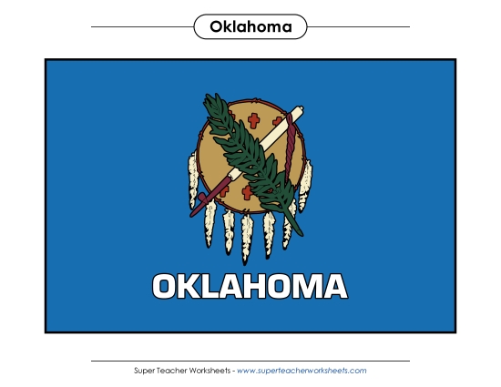 Flags & Seals - Oklahoma State Flag (Full-Color Version) (Printable PDF Worksheet)