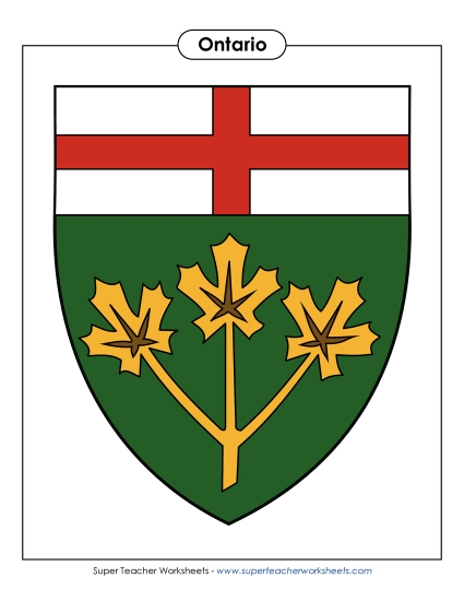 Flag and Coat of Arms - Ontario Escutcheon (Full Colour) (Printable PDF Worksheet)
