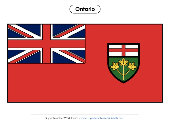 Flag and Coat of Arms - Ontario Flag (Full Colour) (Printable PDF Worksheet)