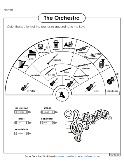 Worksheets - Orchestra Chart (Printable PDF Worksheet)