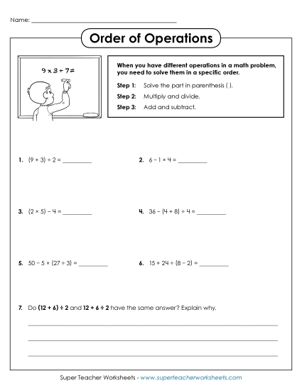 Order of Operations (Printable PDF Worksheet)