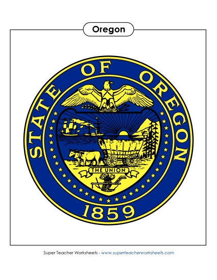 Flags & Seals - Oregon State Seal (Full-Color Version) (Printable PDF Worksheet)