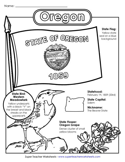 Symbols - Oregon State Symbols Coloring Page (Printable PDF Worksheet)