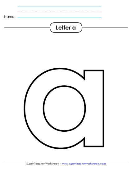 Letter Recognition - Outline - Lowercase a (Printable PDF Worksheet)