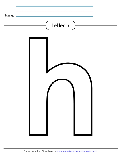 Letter Recognition - Outline - Lowercase h (Printable PDF Worksheet)
