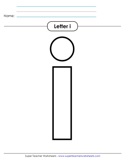 Letter Recognition - Outline - Lowercase i (Printable PDF Worksheet)