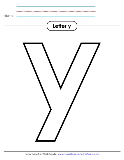 Letter Recognition - Outline - Lowercase y (Printable PDF Worksheet)
