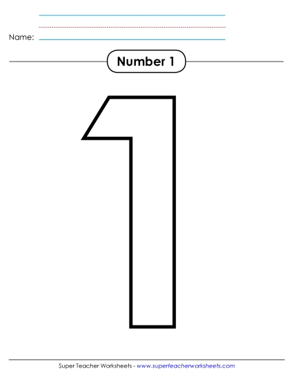 Number One - Outline - Number 1 (Printable PDF Worksheet)