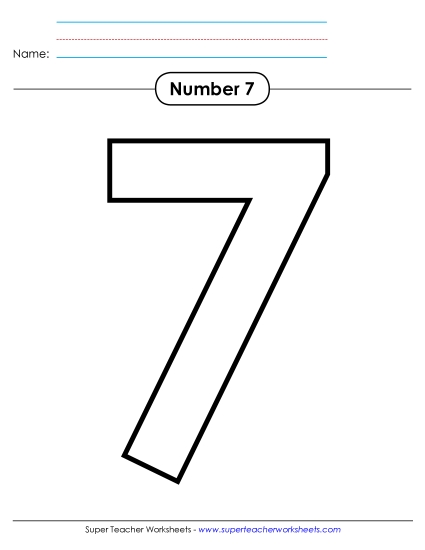 Number Seven - Outline - Number 7 (Printable PDF Worksheet)