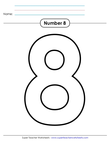 Number Eight - Outline - Number 8 (Printable PDF Worksheet)
