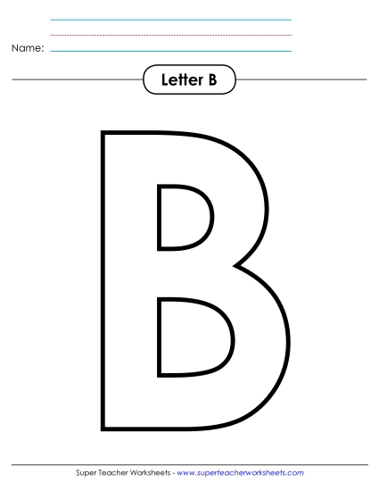Letter Recognition - Outline - Uppercase B (Printable PDF Worksheet)