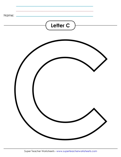 Letter Recognition - Outline - Uppercase C (Printable PDF Worksheet)