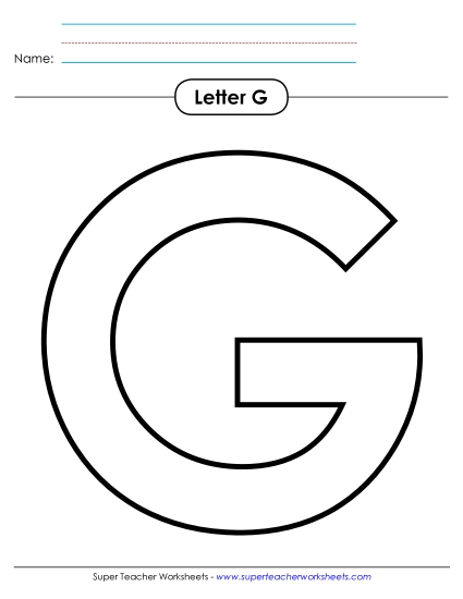 Letter Recognition - Outline - Uppercase G (Printable PDF Worksheet)