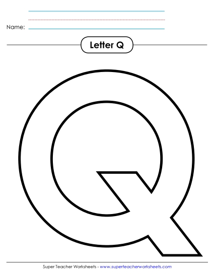 Letter Recognition - Outline - Uppercase Q (Printable PDF Worksheet)