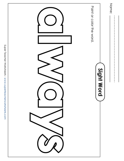 Paint or Color: Always (Printable PDF Worksheet)