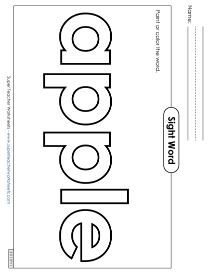 Paint or Color: Apple (Printable PDF Worksheet)