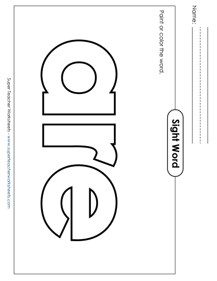 Paint or Color: Are (Printable PDF Worksheet)