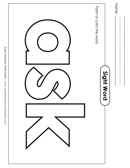 Paint or Color: Ask (Printable PDF Worksheet)