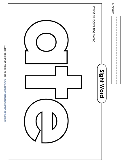 Paint or Color: Ate (Printable PDF Worksheet)