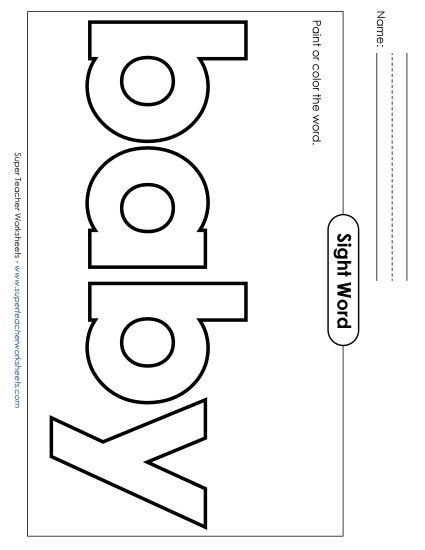 Paint or Color: Baby (Printable PDF Worksheet)