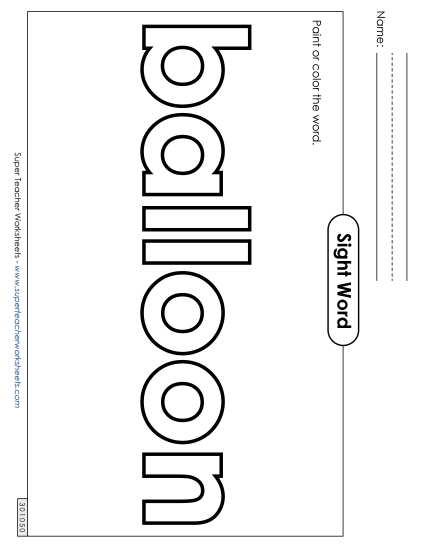 Paint or Color: Balloon (Printable PDF Worksheet)