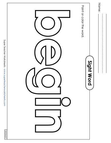 Paint or Color: Begin (Printable PDF Worksheet)