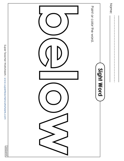 Paint or Color: Below (Printable PDF Worksheet)
