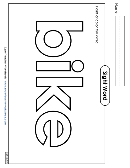 Paint or Color: Bike (Printable PDF Worksheet)