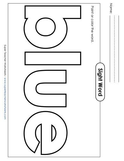 Paint or Color: Blue (Printable PDF Worksheet)