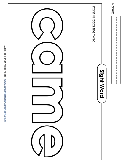 Paint or Color: Came (Printable PDF Worksheet)