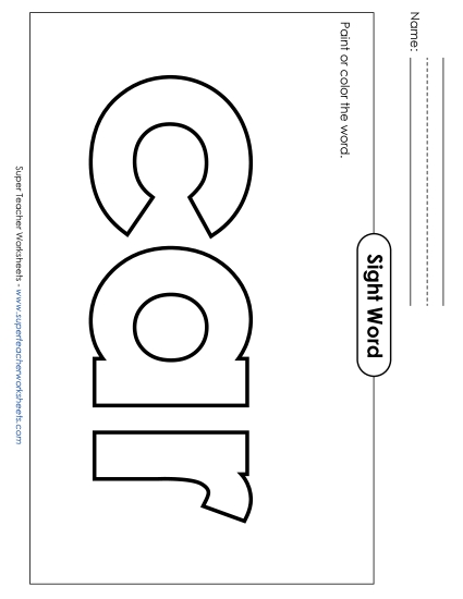 Paint or Color: Car (Printable PDF Worksheet)