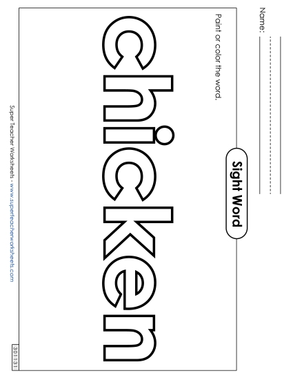 Paint or Color: Chicken (Printable PDF Worksheet)