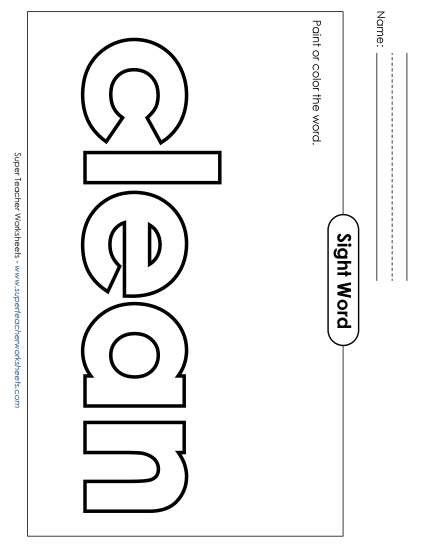 Paint or Color: Clean (Printable PDF Worksheet)