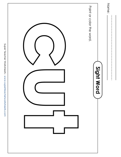Paint or Color: Cut (Printable PDF Worksheet)