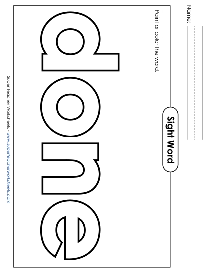 Paint or Color: Done (Printable PDF Worksheet)