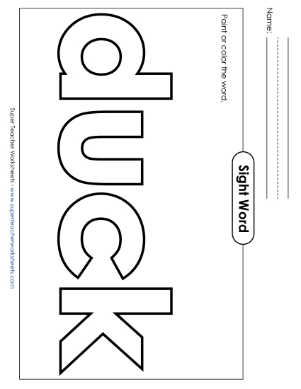 Paint or Color: Duck (Printable PDF Worksheet)