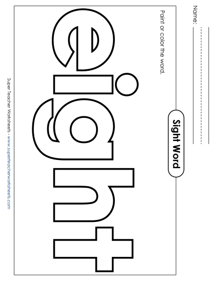 Paint or Color: Eight (Printable PDF Worksheet)