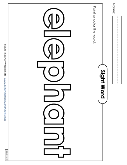 Paint or Color: Elephant (Printable PDF Worksheet)