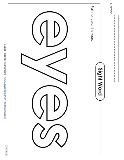 Paint or Color: Eyes (Printable PDF Worksheet)