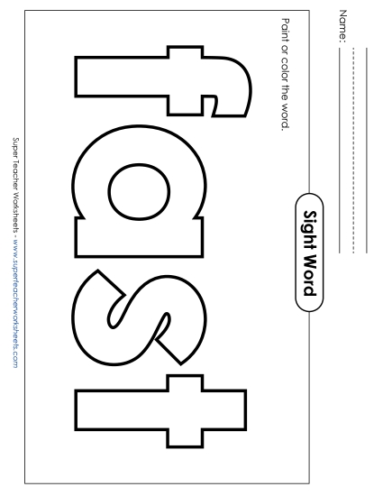 Paint or Color: Fast (Printable PDF Worksheet)