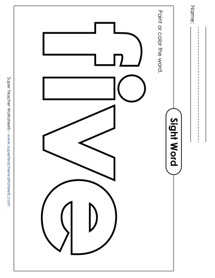 Paint or Color: Five (Printable PDF Worksheet)