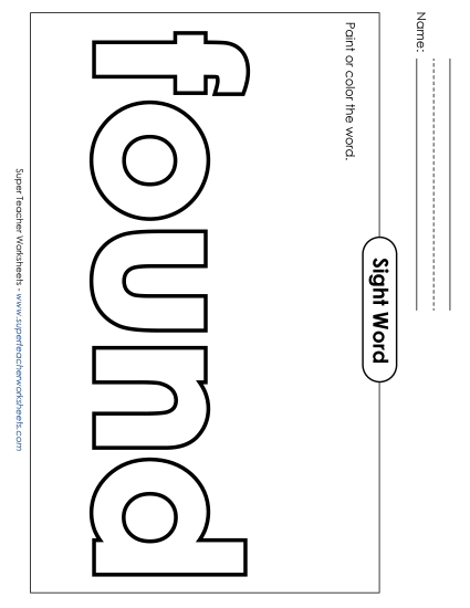 Paint or Color: Found (Printable PDF Worksheet)