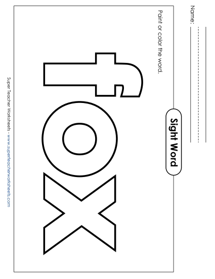 Paint or Color: Fox (Printable PDF Worksheet)