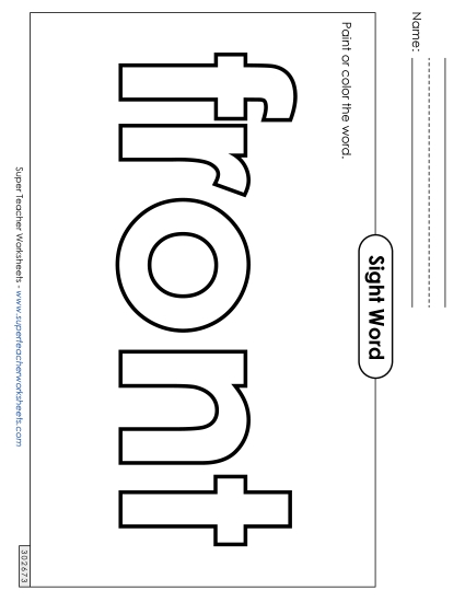 Paint or Color: Front (Printable PDF Worksheet)