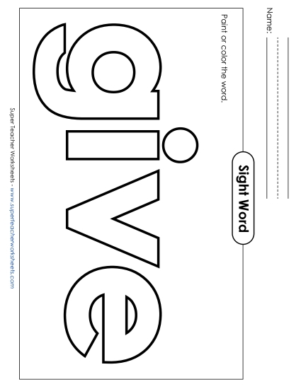 Paint or Color: Give (Printable PDF Worksheet)