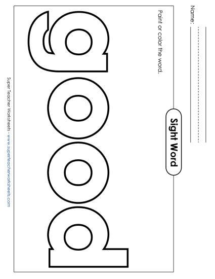 Paint or Color: Good (Printable PDF Worksheet)