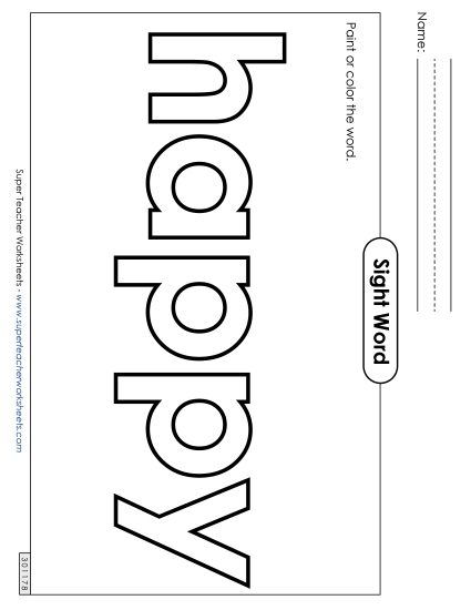 Paint or Color: Happy (Printable PDF Worksheet)