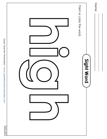 Paint or Color: High (Printable PDF Worksheet)