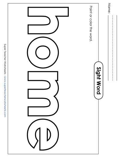 Paint or Color: Home (Printable PDF Worksheet)