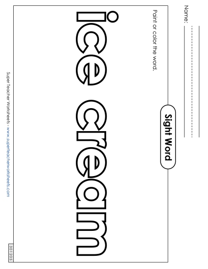 Paint or Color: Ice Cream (Printable PDF Worksheet)